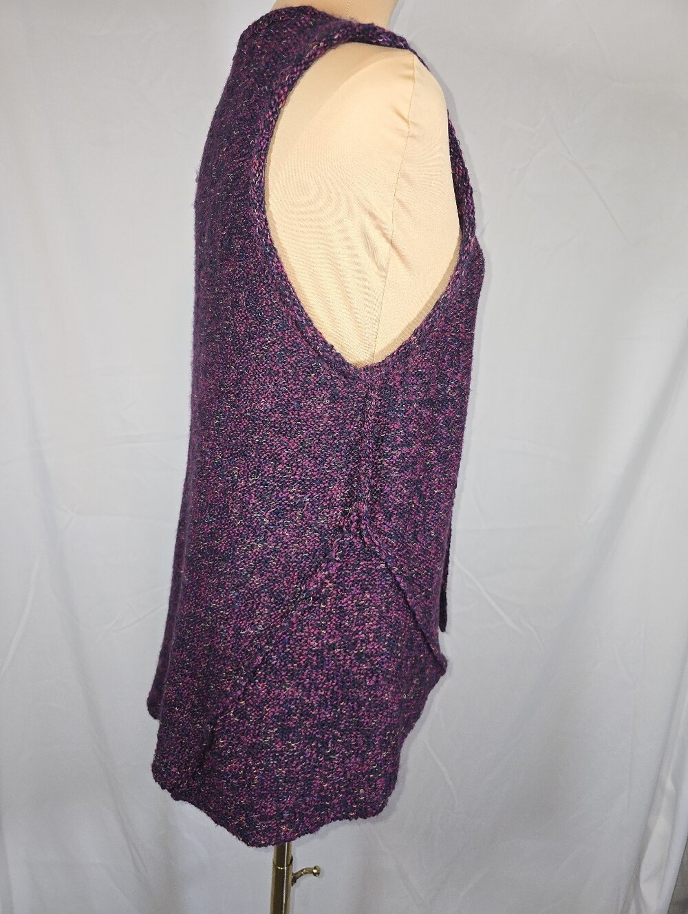 Purple Multicolor Knit Button-Front Vest - Picture 3 of 9